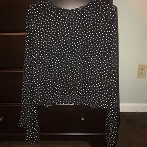 Bell sleeve polka dot cropped blouse